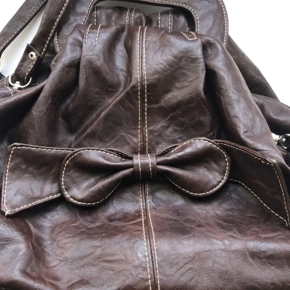 Brown Crossbody Removable Strap Bow Purse